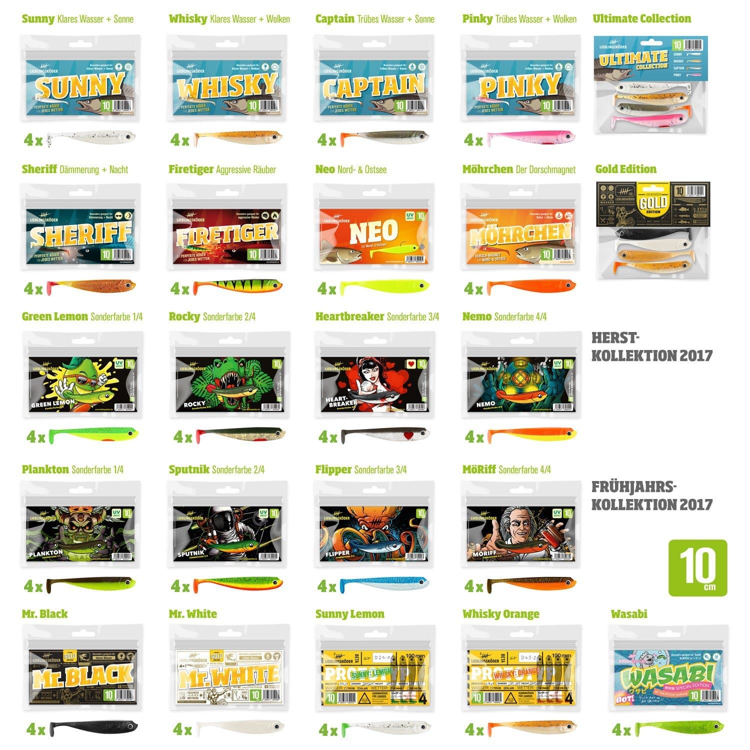 4 Lieblingsköder Gummifische zum Zanderangeln mit Gummifisch 10 cm Captain Angebot bei HelloDeals