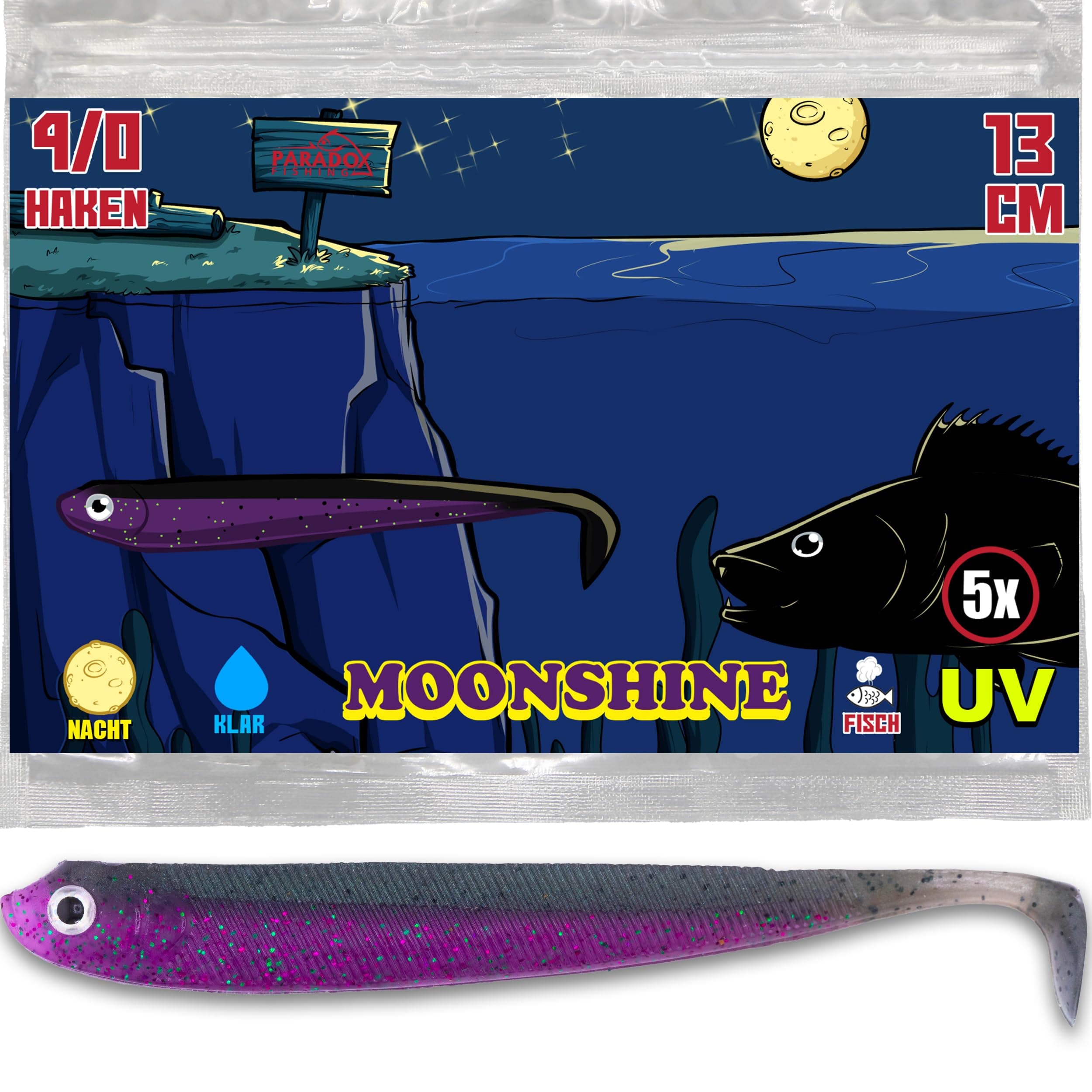 Zander Gummifische 13cm 5 Stück - Zanderköder Gummifisch Zander Köder Gummifische Set Moonshine 5 Stk. Angebot bei HelloDeals