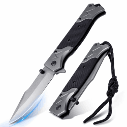 Taschenmesser Klappmesser, Edelstahl Tragbares Outdoor Messer, Rutschfeste EDC Einhandmesser Survival Messer mit Liner-Lock & Taschenclip, Männer Geschenk Angebot bei HelloDeals