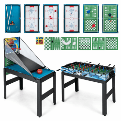 COSTWAY 15 in 1 Spieltisch Set, Tischspiel multifunktional mit Tischfußball Hockey, Billard, Tischtennis, Bowling, Shuffleboard, Schach, Dame & Backgammon, Kombi-Tisch für Kinder Erwachsene Angebot bei HelloDeals