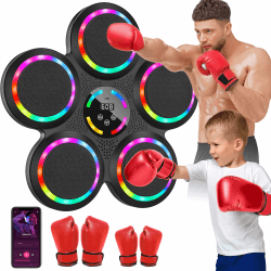 Music Boxing Machine, Elektronische Boxmaschine mit Musik, 2 Paar Boxhandschuhen, Farblichter, Bluetooth, 9 Geschwindigkeits und Trainingsmodi, Zählmodus, Musik Box Maschine für Erwachsene und Kinder Angebot bei HelloDeals