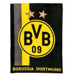Borussia Dortmund Unisex Bvb-fleecedecke Fleecedecke mit Streifenmuster, Schwarz/gelb, 200 x 150 1 cm EU Single Angebot bei HelloDeals