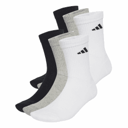 adidas Unisex CUSHIONED CREW SOCKS 6 PAIR PACK 43-45 White / Medium Grey Heather / Black Angebot bei HelloDeals