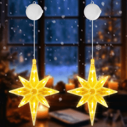 Weihnachtsdeko Fenster Innen, 2 Stück LED Nordstern Weihnachtsbeleuchtung Lichter mit 3 Beleuchtungsmodi, Timer, Saugnäpfe, Fensterbeleuchtung Weihnachten für Balkon, Party(Warmweiß) 2 Stück-Nordstern Warmweiß Angebot bei HelloDeals