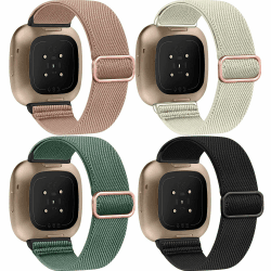 4 Stück Stretch Nylon Armbänder, Kompatibel mit Fitbit Versa 4/Fitbit Versa 3 Armbänder/Fitbit Sense 2/Fitbit Sense Armbänder, Einstellbare Weiche Woven Übung Armbänder für Männer und Frauen Fleischrosa / Tannennadelgrün / Twill Schwarz / Farbe Starlight Angebot bei HelloDeals