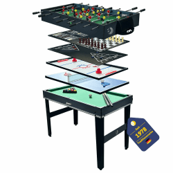 Best Sporting 10 in 1 Tischkicker, Spieltisch, Multifunktionstisch für Kinder & Erwachsene - inkl. Air Hockey, Tischtennis, Billardtisch, Tischfußball, Shuffleboard, Schach & Zubehör Schwarz Angebot bei HelloDeals