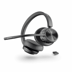 Poly Voyager 4320 UC schnurloses Headset, Stereo-Kopfhörer mit Noise Cancelling-Mikrofonarm, Verbindung mit PC/Mac/Mobiltelefon über Bluetooth, Kompatibel mit Teams (zertifiziert), Zoom und andere 2024 Version (USB-C & USB-A) Teams certified Angebot bei HelloDeals