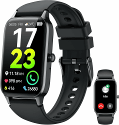 Smartwatch Herren Damen, 1,57" HD Fitnessuhr Herren mit Telefonfunktion, Wasserdicht Aktivitätstracker 110+ Sportmodi, Fitness Tracker mit Herzfrequenz Schlafmonitor Schrittzähler, Android iOS Schwarz/Black Angebot bei HelloDeals