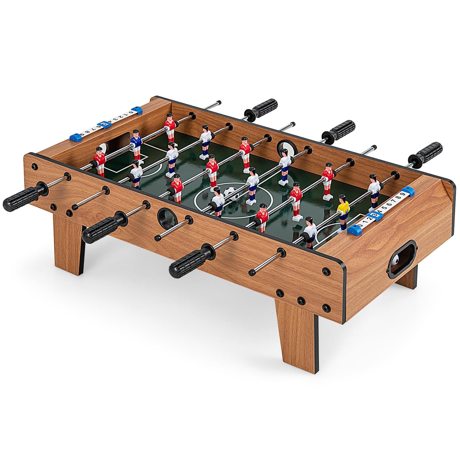 COSTWAY Mini Tischkicker aus Holz, Kickertisch inkl. 18 Kicker und 2 Fußbälle, Tischfussball für Erwachsene und Kinder, 69 x 60 x 24 cm Angebot bei HelloDeals