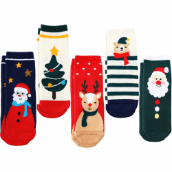 5 Paare Weihnachten Socke Kinder Weihnachtssocken Unisex Baumwollsocken für Kinder von 1-3/3-5/6-8/9-12 Jahren Jungen und Mädchen 9-12 Jahre SET04 Angebot bei HelloDeals
