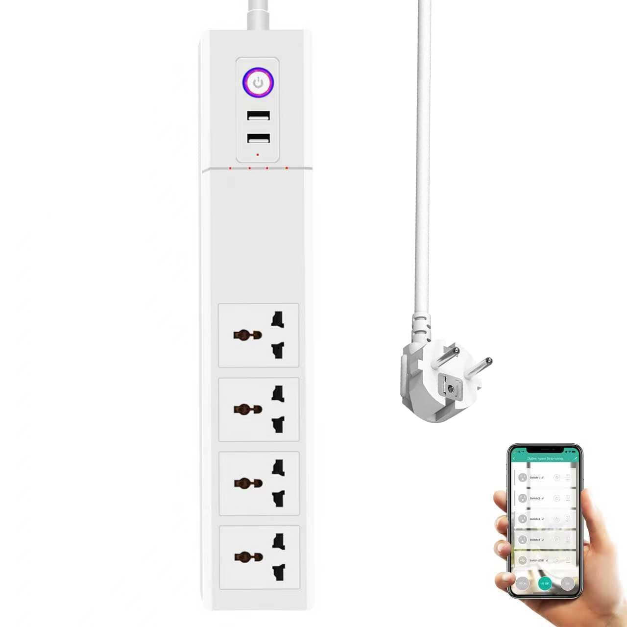 Zigbee Steckdosenleiste Universal Mehrfachsteckdose mit Schalter,4 Universalsteckdosen，2 x USB-A QC Schnellladeanschlüsse,1.5M Netzkabel,mit Philips HUE, SmartThings, Home Assistant,Alexa Angebot bei HelloDeals