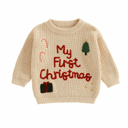 L&ieserram Baby Jungen Mädchen Weihnachtspullover Weihnachten Gestrickt Pullover Jumper My First Christmas Outfit Kleidung Neugeborenen Weihnachtsoutfit Weihnachtspulli D - Khaki 0-3 Monate Angebot bei HelloDeals
