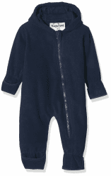 Playshoes Baby Fleece-Overall, atmungsaktiver Unisex-Jumpsuit für Jungen und Mädchen mit langem Reißverschluss und Kapuze, farbig abgesetzt 74 dunkelblau Angebot bei HelloDeals