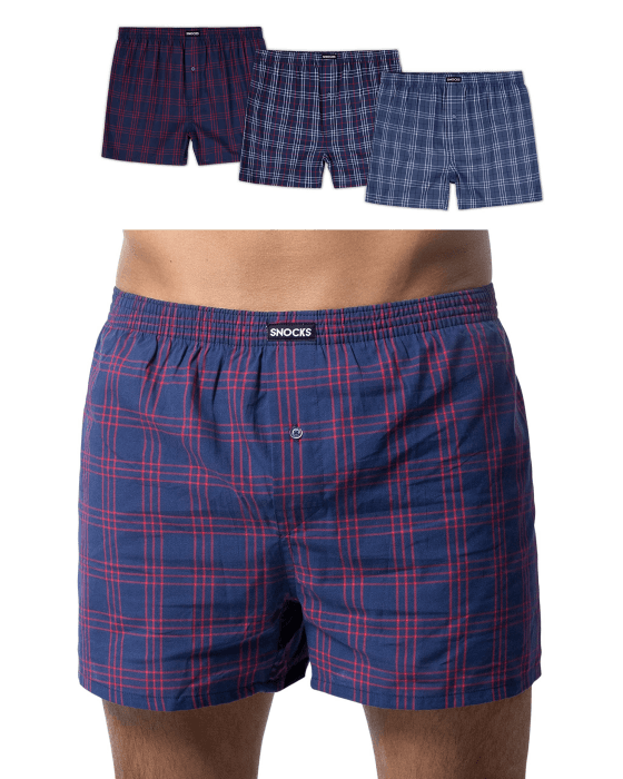 Snocks American Boxershorts Herren aus Bio-Baumwolle (3er-Pack) - Weite Passform und lockerer Fit - Kein juckendes Etikett und komfortabler Bund - Unterhosen Herren Gr. S-3XL L Mix1 (Große Karomuster) Angebot bei HelloDeals