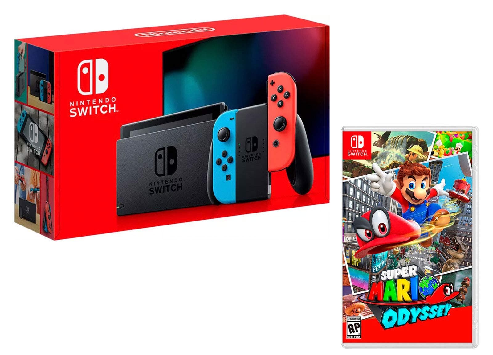 Nintendo Switch V2 32Gb Neon-Rot/Neon-Blau [neues model] + Super Mario Odyssey Angebot bei HelloDeals