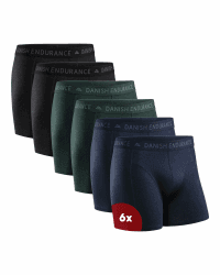 DANISH ENDURANCE 6er Pack Boxershorts Herren, Weiche Baumwolle, Unterhosen Männer mit Stretch, Bequem & Ohne Zettel, Mit Eingriff oder ohne Mehrfarbig (2x Schwarz, 2x Grün, 2x Blau Melange) L Angebot bei HelloDeals