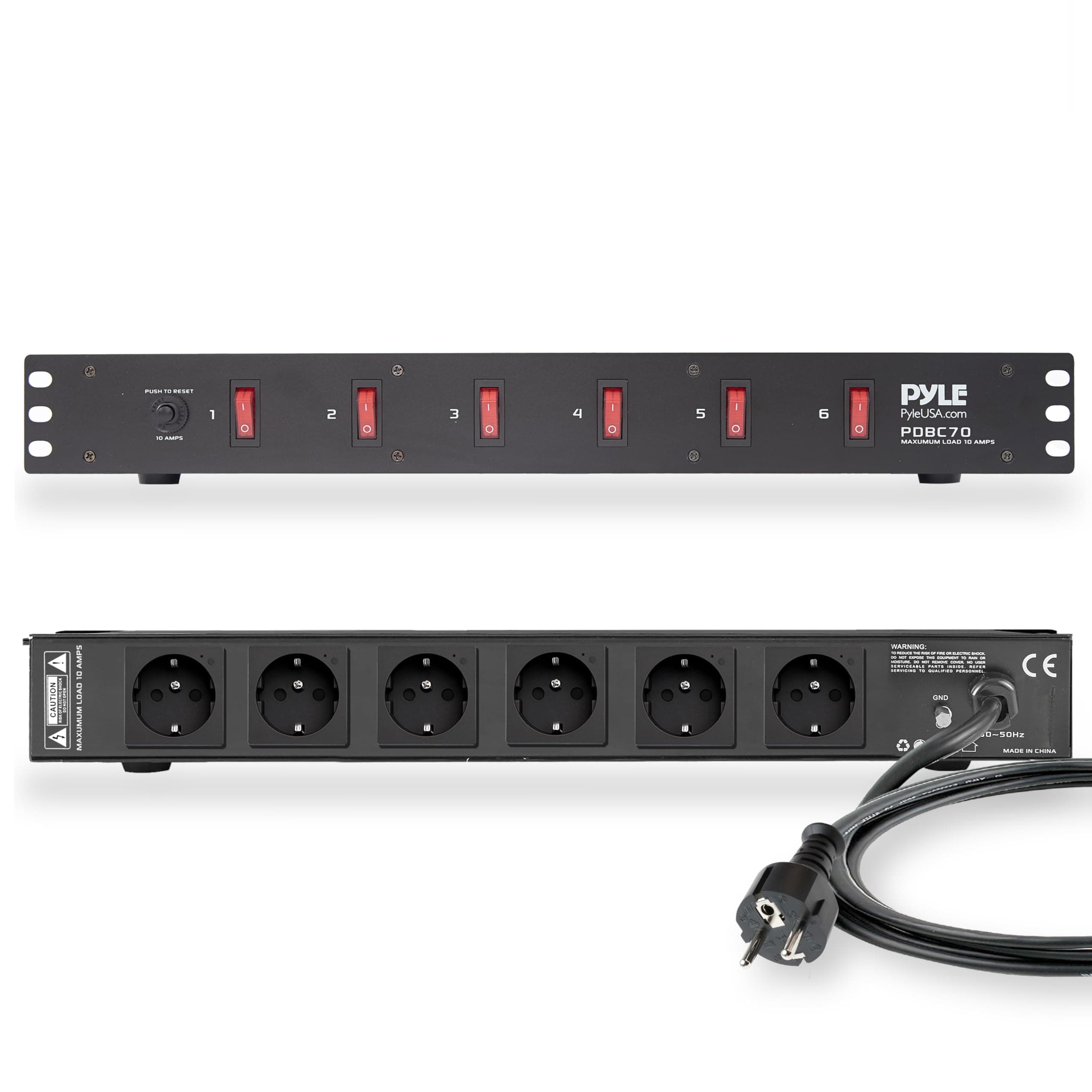 Pyle Rack-Steckdosenleiste 6-fach – 1U Rackmontage, mit Überspannungsschutz, Frontschaltern & AC-Noise-Filter – Stromverteiler für Studio-, Audio- & Bühnentechnik PDBC70 - EU Angebot bei HelloDeals