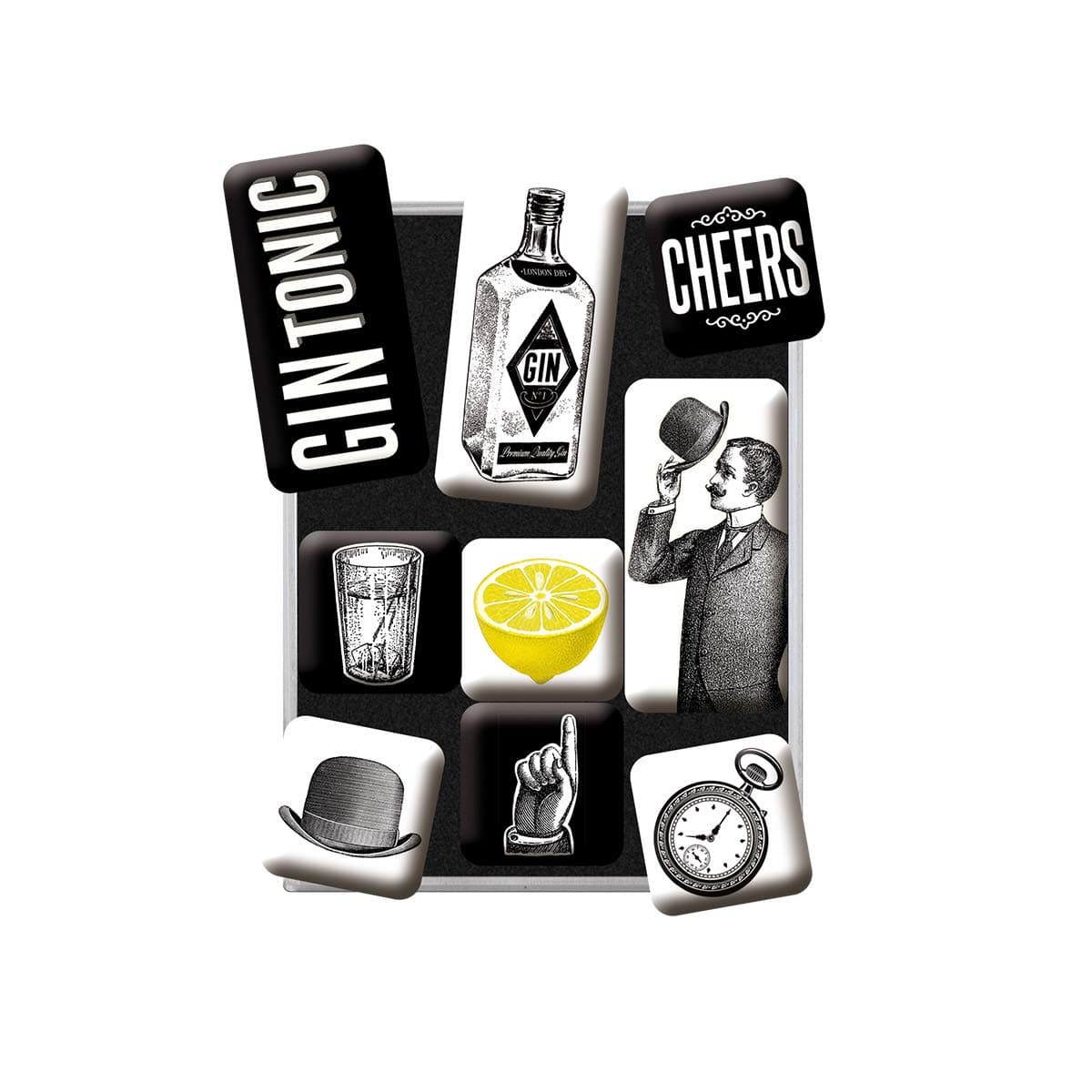 Nostalgic-Art Retro Kühlschrank-Magnete, 9 Stück, Gin Tonic – Geschenk-Idee als Bar-Zubehör, Magnetset für Magnettafel, Vintage Design Angebot bei HelloDeals