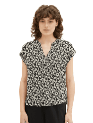 TOM TAILOR Damen Basic Bluse 38 32148 - Black Small Abstract Design Angebot bei HelloDeals