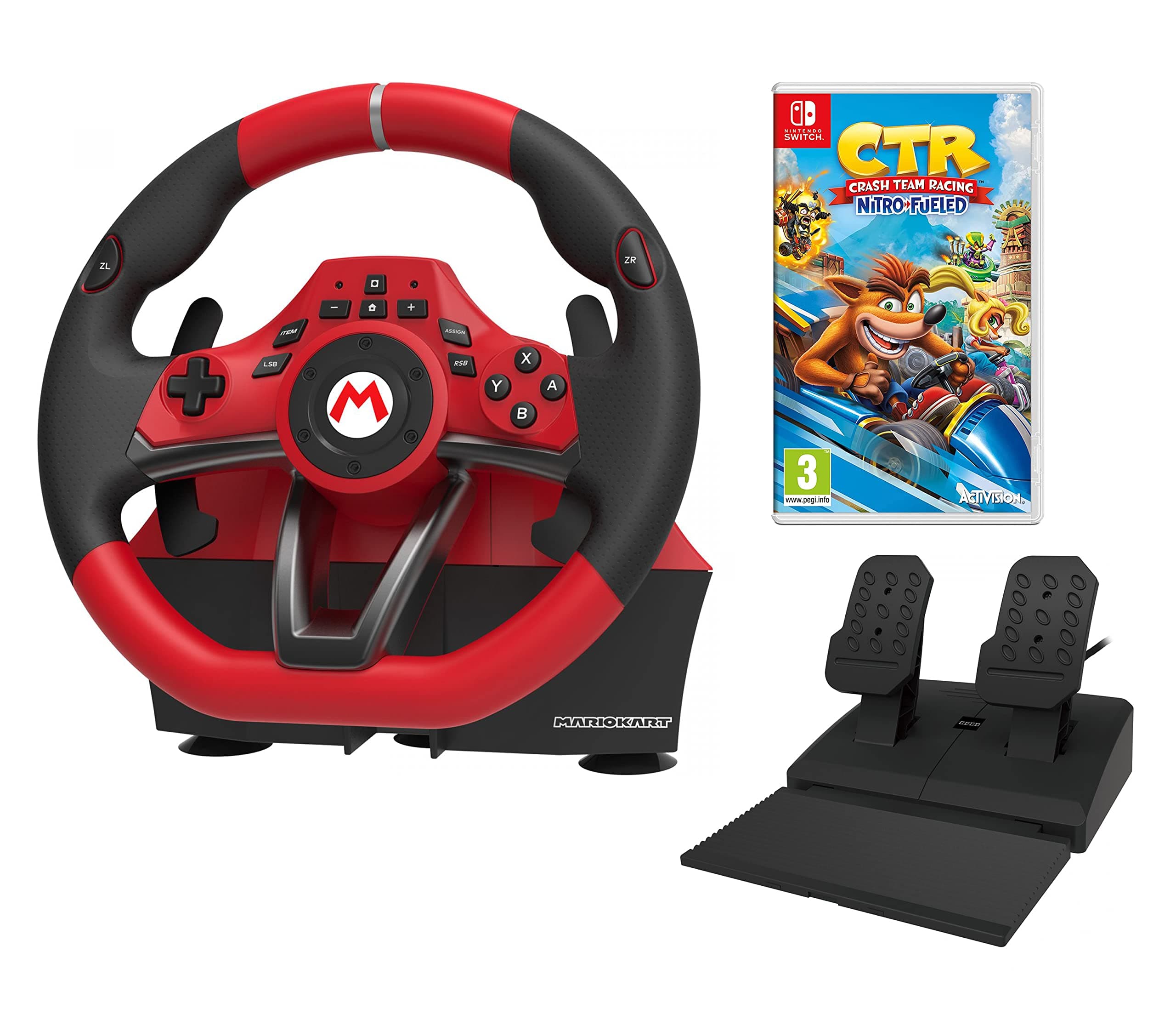 Nintendo Switch Lenkrad und Pedal für Crash-Bandicoot Nitro Fueled (Offizielle Nintendo Switch-Lizenz) Angebot bei HelloDeals
