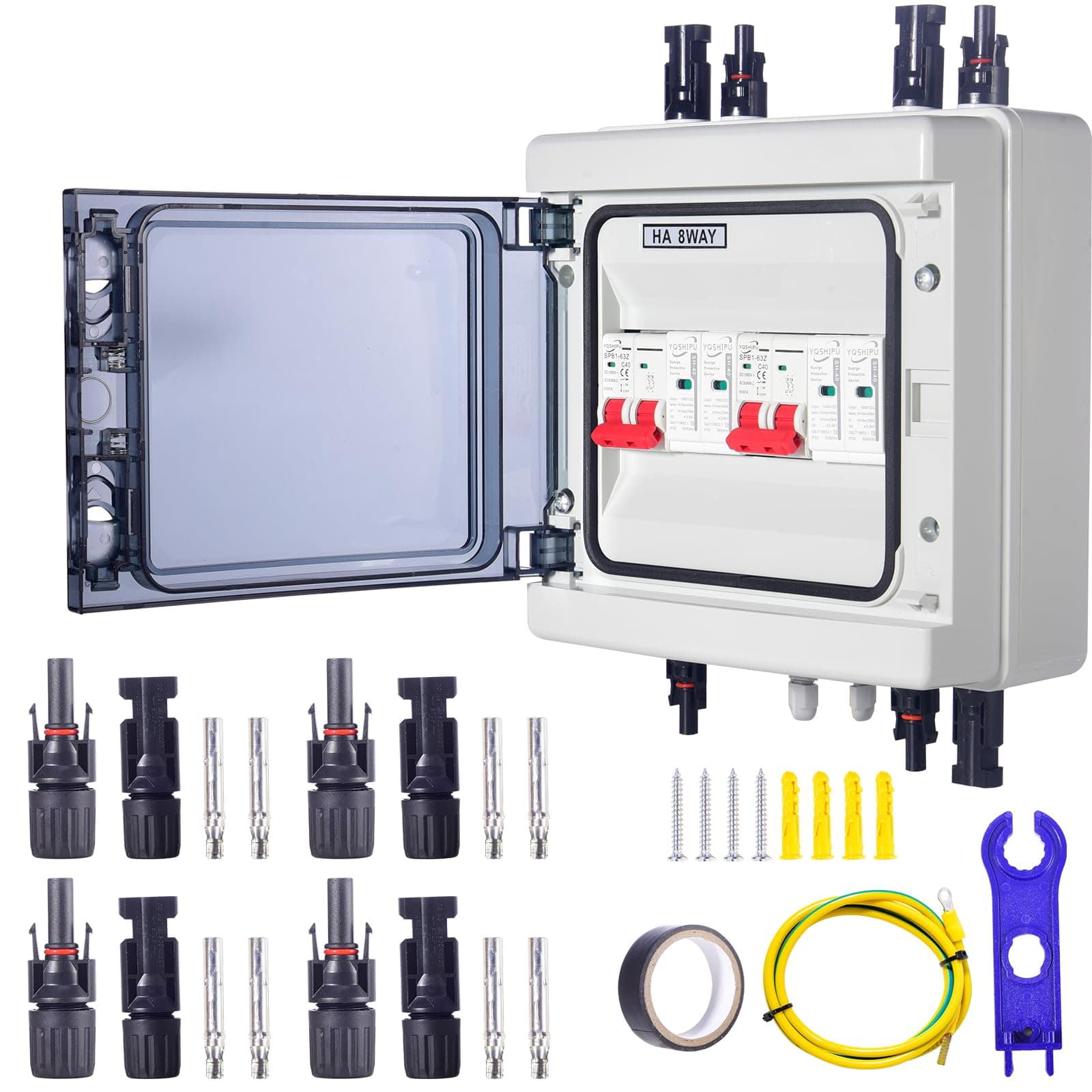 Überspannungsschutz PV, DC 40 A/1000 V Trennschalter, Blitzschutzschalter (2 in 2 Out), Solar-PV-Anschlussbox, IP65 wasserdicht Angebot bei HelloDeals