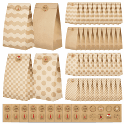 40 Stk Groß Geschenktüten Weihnachten, 23.3x13x8cm Papiertüten Weihnachten mit 100 Aufkleber, Christmas Bags für Weihnachtsgeschenke, Kraftpapiertüten, Obstbeutel, Butterbrottüten, Candy Tüten Angebot bei HelloDeals