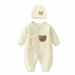 1 Pack Baby Bodysuit, Neugeborenes Baby warme Baumwolle Bodysuit mit Hut, 100% Baumwolle Kleinkind Homewear verdickt Frühling und Herbst Kleidung 1-3M Beige Angebot bei HelloDeals