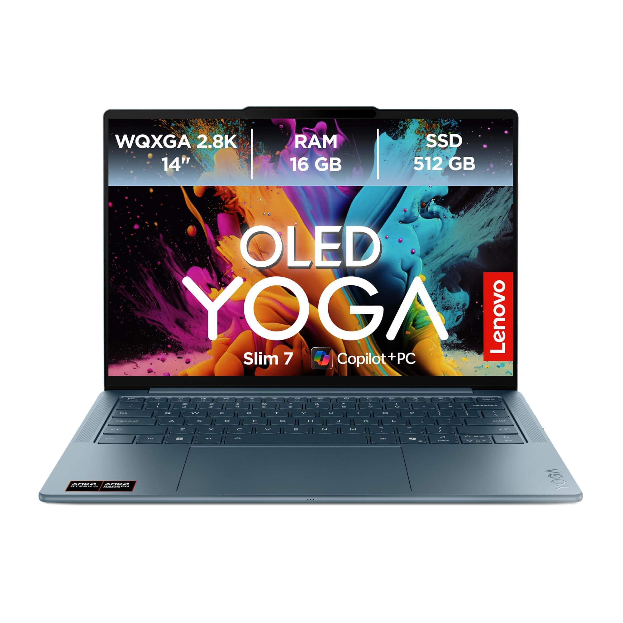 Lenovo Yoga Slim 7 Laptop | Copilot+ PC | 14" 2.8K WUXGA OLED Display | AMD Ryzen AI 5 340 | 16GB RAM | 512GB SSD | AMD Radeon Grafik | Win11 | QWERTZ | Tidal Teal | 3 Monate Premium Care Angebot bei HelloDeals