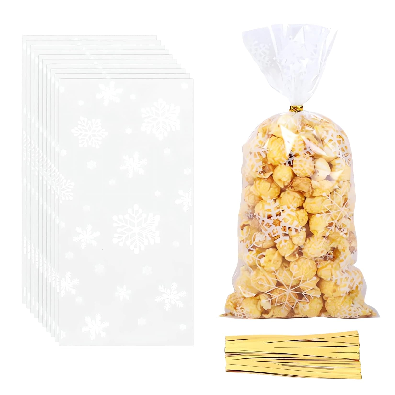100 Stück weihnachtstüten cellophantüten plätzchentüten,durchsichtige tüten kekstüten tütchen für süßigkeiten,mit 100 Stück Twist Krawatten für Kekse,Bonbons,Weihnachten Deko Party (Weiß) Angebot bei HelloDeals