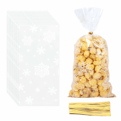 100 Stück weihnachtstüten cellophantüten plätzchentüten,durchsichtige tüten kekstüten tütchen für süßigkeiten,mit 100 Stück Twist Krawatten für Kekse,Bonbons,Weihnachten Deko Party (Weiß) Angebot bei HelloDeals