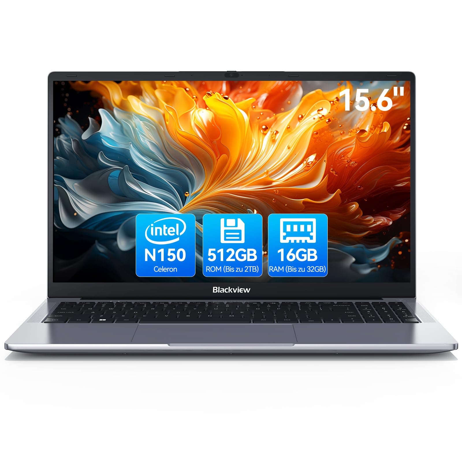 Blackview 15,6 Zoll Laptop, N150(Besser N95/N97) bis zu 3.6GHz, 16GB RAM 512GB SSD Notebook für Unternehmen Studierende, FHD IPS Display, Augenschutz, 100W Typ-C, 4K HDMI, Bluetooth, WiFi 5, QWERTY 16GB+512GB Angebot bei HelloDeals