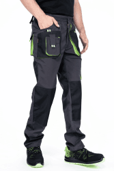 Arbeitshose für Herren, mit Kniepolstertaschen, Arbeitshose, mehrere Taschen, große Größe S – XXXL, Herrenbekleidung M Schwarz/Grün Angebot bei HelloDeals