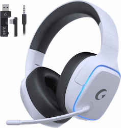 PS5 Headset Wireless, Gaming Headset für PS5, PS4, PC, Switch, Kopfhörer Kabellos Bluetooth 5.3, 2.4GHz Wireless Headset mit Mikrofon, 7.1 Surround Sound, 70 Stunden, RGB Lichter Weiß Angebot bei HelloDeals