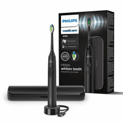 Philips Sonicare 4100 – elektrische Sonicare Zahnbürste für Erwachsene mit 1 x Philips W2 Optimal White Bürstenkopf in Schwarz, schlankem Reiseetui und USB-Ladegerät (Modell HX3683/54) Sonicare 4100, Schwarz, Etui Angebot bei HelloDeals