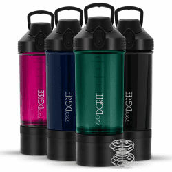 720°DGREE Protein Shaker mit Pulverfach 550ml “uberShaker“ – Auslaufsicher, BPA-Frei, Skala, Spiralmixer für cremige Shakes - Premium Eiweißshaker, Schüttelbecher ideal für Fitness, Gym Emerald Green - Grün inkl. Container Angebot bei HelloDeals