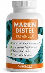 Mariendistel Kapseln hochdosiert 120x - 5-fach-Komplex mit Mariendistel, Artischocke, Löwenzahn, Desmodium & Cholin - Leberfunktion & Fettstoffwechsel - 200 mg Silymarin pro Tag - Vorrat für 4 Monate 1x 120 Kapseln Angebot bei HelloDeals