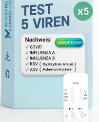 Corona oder Influenza? 5𝐱 5in1 Kombitest - COVID-19, Influenza A/B & RSV & ADV, Schnelltest - Laientest, der Influenza 2024/25 und Corona 2024/25 unterscheidet - 5x 5in1 Grippe Schnelltests Angebot bei HelloDeals