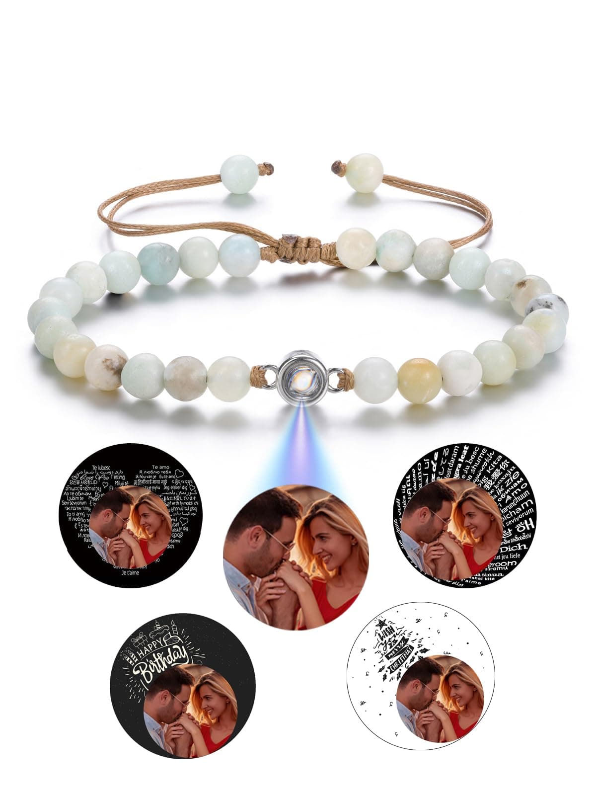 Jovivi Personalisiertes Armband mit Foto Bild Projektion Armband 100 Sprachen Ich liebe dich Armband Fotoarmband für Herren Damen Freundschaftsarmbänder Personalisierte Geschenke Amazonenstein Angebot bei HelloDeals