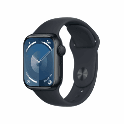 Apple Watch Series 9 [GPS, 41mm] - Mitternachts-Aluminiumgehäuse mit Mitternachts-Sportband, M/L (Generalüberholt), A2978 Angebot bei HelloDeals