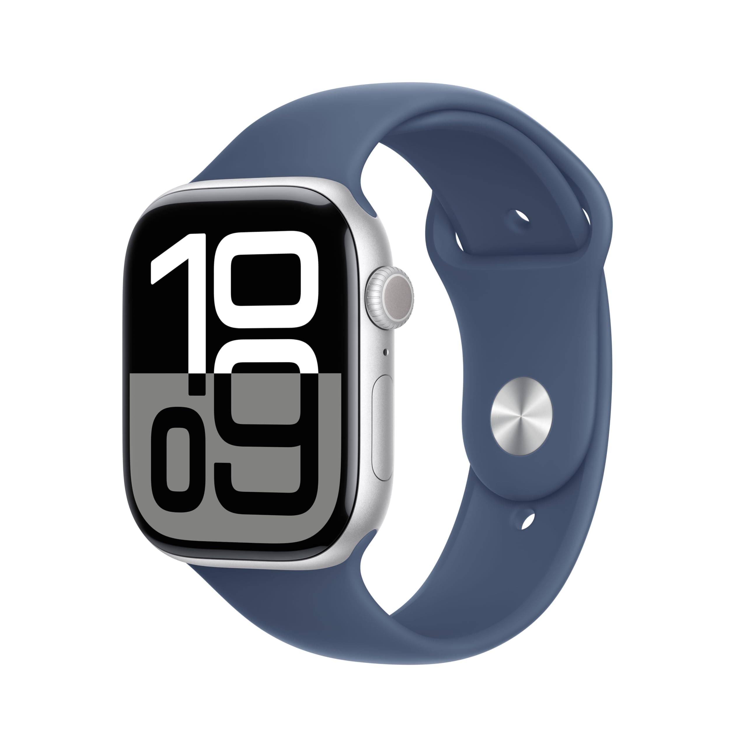 Apple Watch Series 10 [GPS + Cellular, 46mm] - Aluminiumgehäuse Silber mit Sportarmband Denim, S/M (Generalüberholt) Angebot bei HelloDeals
