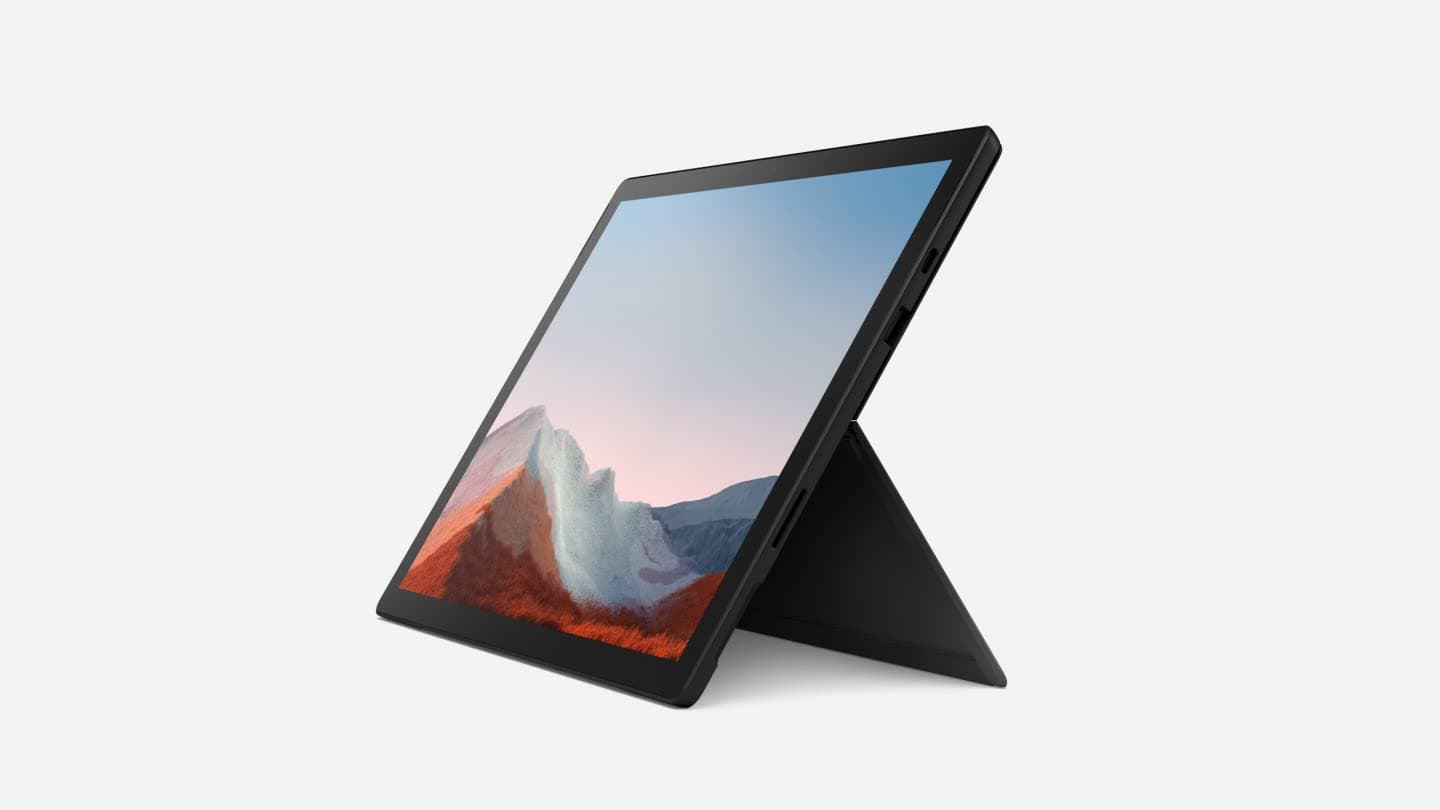 2021 Microsoft Surface Pro 7+ mit Intel Core i5-1135G7 (12,3-zoll, 8GB RAM, 256GB SSD) Schwarz (Generalüberholt) Angebot bei HelloDeals