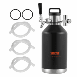 VEVOR Bierzapfanlage Mini Bierfass Bierbraugerät 4 L, Tragbares Druckfass-Set Doppellagige Edelstahlschicht Growler System Einstellbarer Hahn 27 ℃, Fassbier Hausbrauerei Frisch und Kohlensäurehaltig 4L Angebot bei HelloDeals