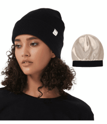 Hat Hut Unisex Slouch Beanie Satin Gefütterte Wintermütze Strickmütze für Haar, Warme Satin Lined Beanie Mütze für Damen Herren Einheitsgröße Schwarz Angebot bei HelloDeals