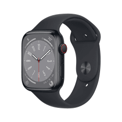 Apple Watch Series 8 (GPS + Cellular, 45 mm) - Aluminiumgehäuse Mitternacht mit Sportarmband Mitternacht, (Generalüberholt) Angebot bei HelloDeals