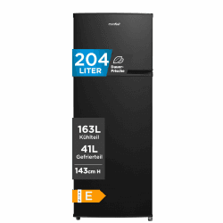 Comfee RCT284DK2A Kühl-/Gefrierkombination/Gefrierteil oben/176 kWh/Jahr/143cm Höhe/LED Licht/Reversibles Türscharnier/Schwarz Gefrierfach oben/Schwarz Angebot bei HelloDeals