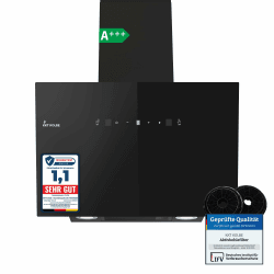 KKT KOLBE Dunstabzugshaube 60cm | Umluft Abluft | 782cbm/h | Wandhauben Kopffrei | Schwarz | Glas | Gestensteuerung | SensorTouch Bedienung | LED-Beleuchtung | TRIO6025S Schwarz 60 cm Angebot bei HelloDeals