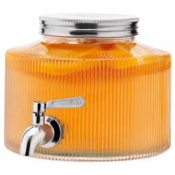 Navaris Getränkespender mit Zapfhahn - Bowle Gefäß mit Deckel - Getränkespender Glas mit Zapfhahn - Wasserspender Glas - Limonadenspender - Saftspender - 2,7 Liter Angebot bei HelloDeals