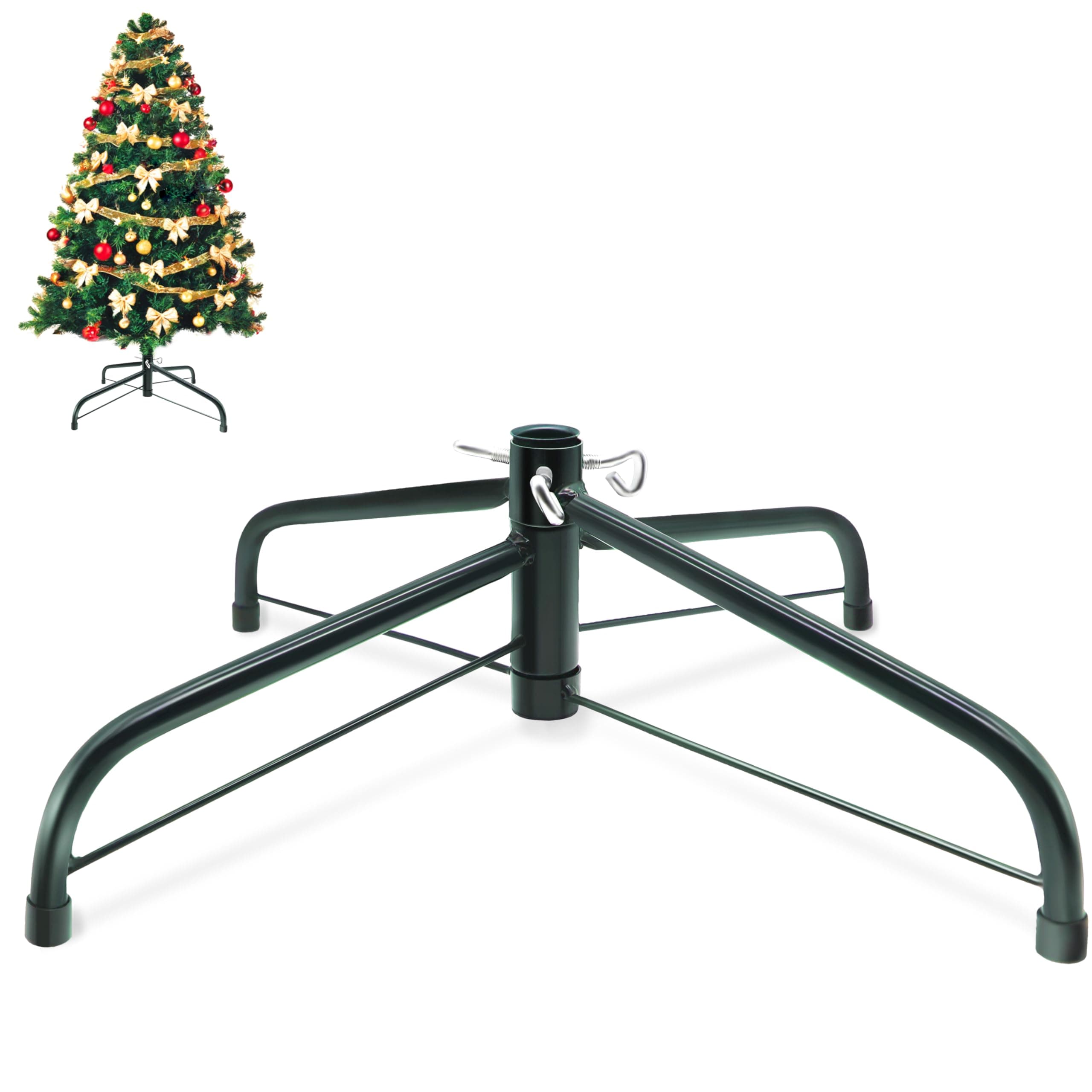 Christbaumständer 40/50/60 cm - Baumständer für Künstliche Weihnachtsbaum Kreuz Basis 150-240 cm - Klappbarer Weihnachtsbaumständer mit 2.2-3.2 cm Bohrung - Grüner Tannenbaumständer 40cm-φ2.2cm Angebot bei HelloDeals