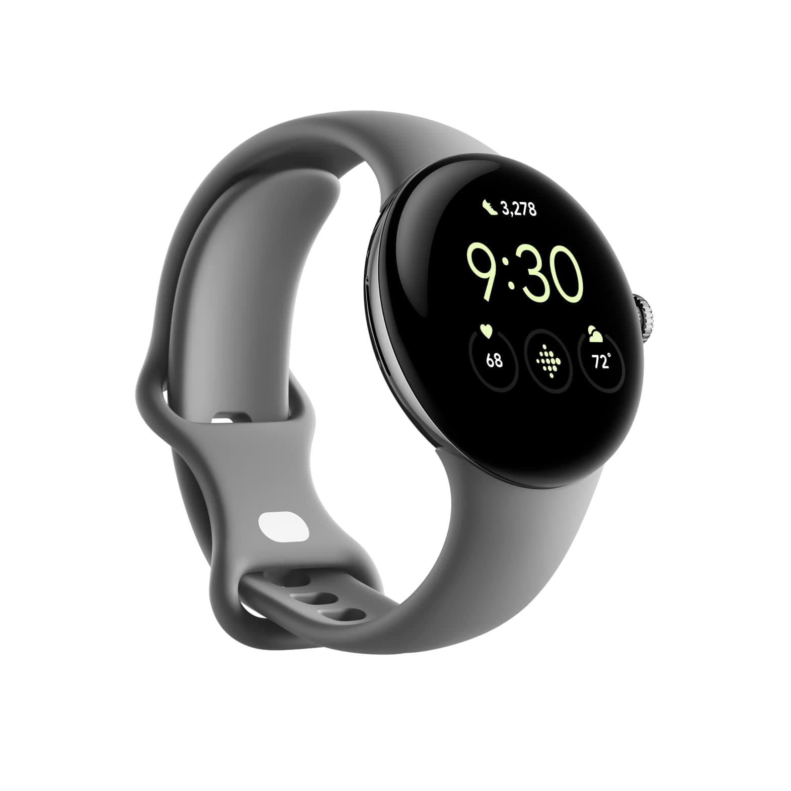 Google Pixel Watch – Android-Smartwatch mit Aktivitätsaufzeichnung – Smartwatch mit Herzfrequenz-Tracker – Edelstahlgehäuse in Polished Silver mit Sportarmband in Charcoalan, Wifi (Generalüberholt) Angebot bei HelloDeals