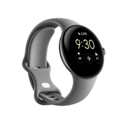 Google Pixel Watch – Android-Smartwatch mit Aktivitätsaufzeichnung – Smartwatch mit Herzfrequenz-Tracker – Edelstahlgehäuse in Polished Silver mit Sportarmband in Charcoalan, Wifi (Generalüberholt) Angebot bei HelloDeals